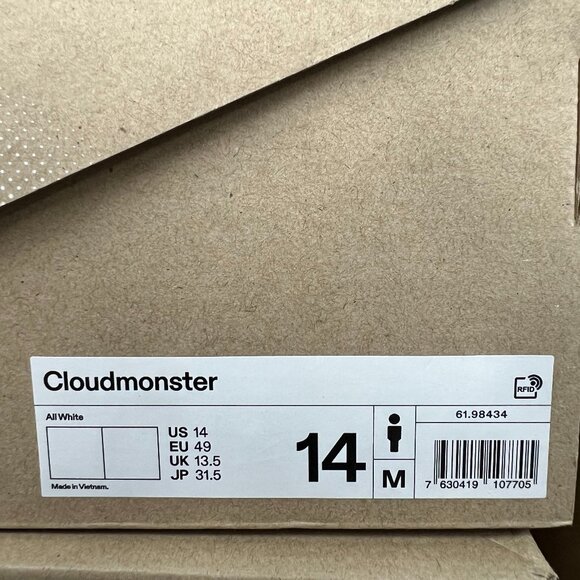 On Running Cloudmonster Men's Sz 14 White 61.98434 - New - Picture 7 of 7